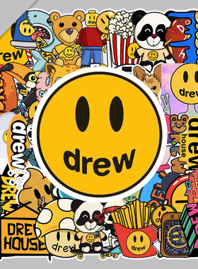 54张卡通DREW潮牌行李箱不重复行李箱死飞自行车陶瓷杯防水贴纸