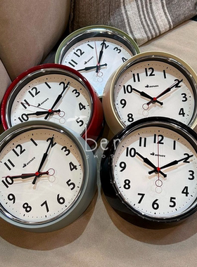 dulton旗下bonox简约金属挂表 静音时钟 彩色圆形卧室钟表 复古