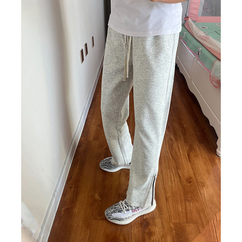 裤脚拉链弯刀卫裤男款秋季男生穿搭高级感裤子cleanfit休闲直筒裤