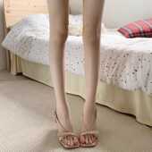 法式 气质一字带凉鞋 女夏季 很哇塞 高级感配裙子蝴蝶结细跟高跟鞋