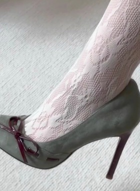 新中式绿色精致绝美小高跟鞋女2025圆头蝴蝶结小众优雅配旗袍单鞋