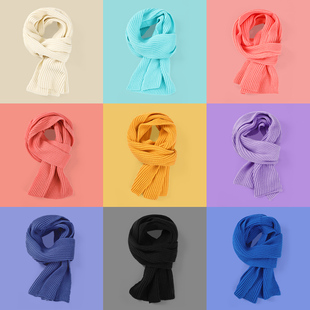 伊米伦宝宝围巾抗起球防静电亲子针织围脖时尚纯色儿童保暖围巾潮