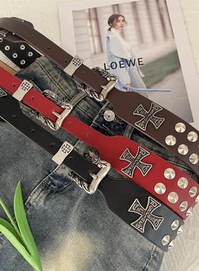 ERD忧郁富二代朋克风铆钉皮带腰带男女同款百搭潮酷高街牛仔裤带