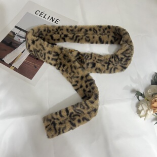 原创设计豹纹仿仿兔腰带女秋冬新款亚文化毛绒辣妹配饰废土风皮带