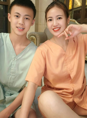 长款汗蒸服前后开扣艾灸按摩理疗