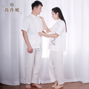 调理师服装 药剂师服 中医理疗师服 艾灸师服装 中医盘扣唐装白色