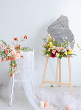 婚礼迎宾水牌花艺交车仪式布置