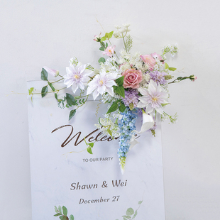 展板花艺水牌花仿真花橱窗新店开业迎宾欢迎提示板装饰假花花艺