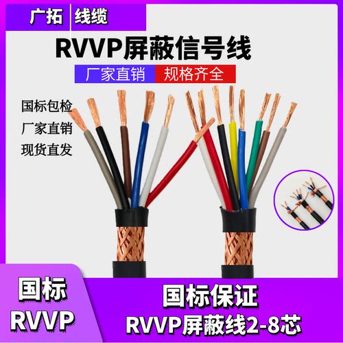 国标RVVP纯铜屏蔽线234芯信号线