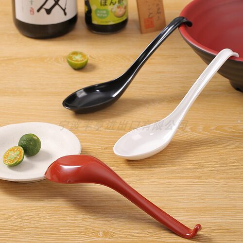 日式密胺勺子仿瓷塑料勺汤匙家用调羹耐摔易洗叠放10个1包FH70029