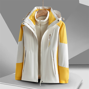 可拆卸防风保暖登山服男加绒加厚外套 秋冬爆款 2025新款 冲锋衣女款