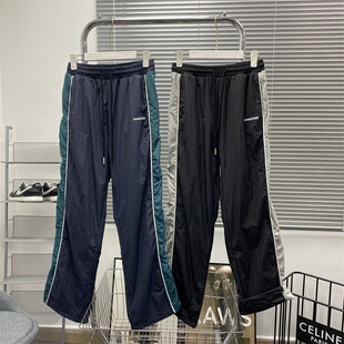 厚伞兵裤 撞色线条 美式直筒微喇运动裤男女秋冬季休闲条纹长裤潮