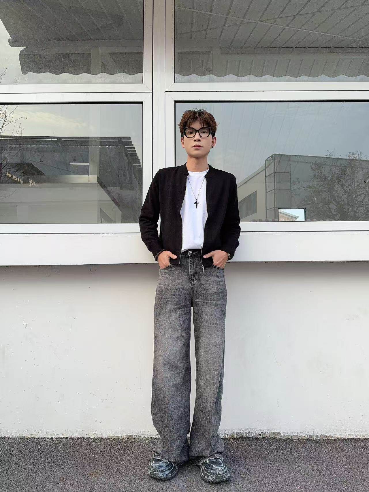 百搭王！纯色拉链开衫毛衣男款冬季保暖外套内搭黑色线衣