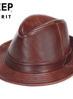 一件代发JEEPSPIRIT男士真皮牛皮礼帽OM18CD996CA0135