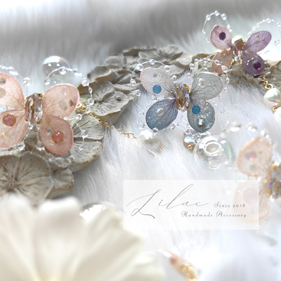 原创手作超仙珍珠真花蝴蝶戒指