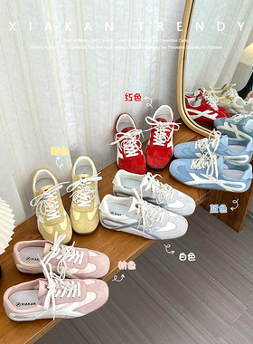 夏侃XIAKAN 5cm内增高德训鞋女2026年新款休闲运动板鞋阿甘小白鞋