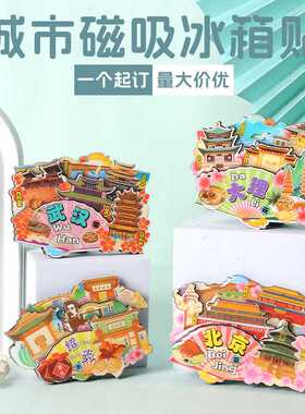扇礼旅游城市冰箱贴上海长沙纪念