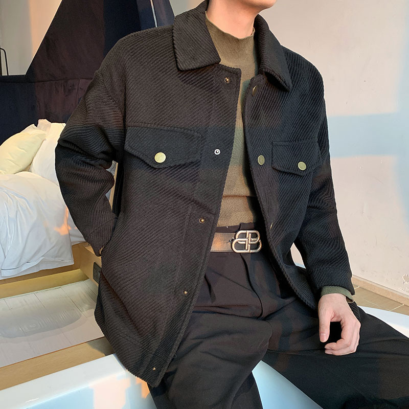 Corduroy cotton coat, woolen jacket, autumn and winter work clothes, woolen and loose