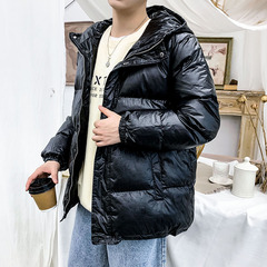 Winter couple's bright face hooded cotton padded jacket short style