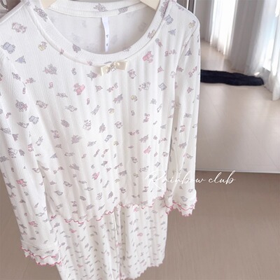 含胸垫糯叽叽睡衣两件套家居服女