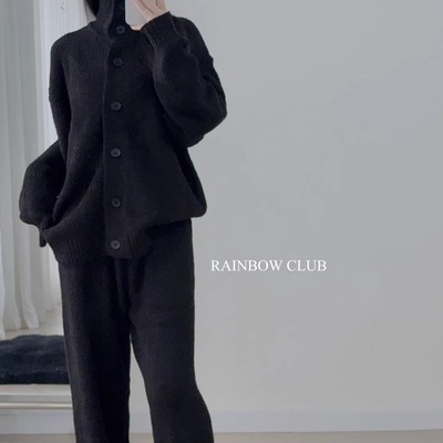 可外穿软绵绵半边绒秋冬情侣睡衣