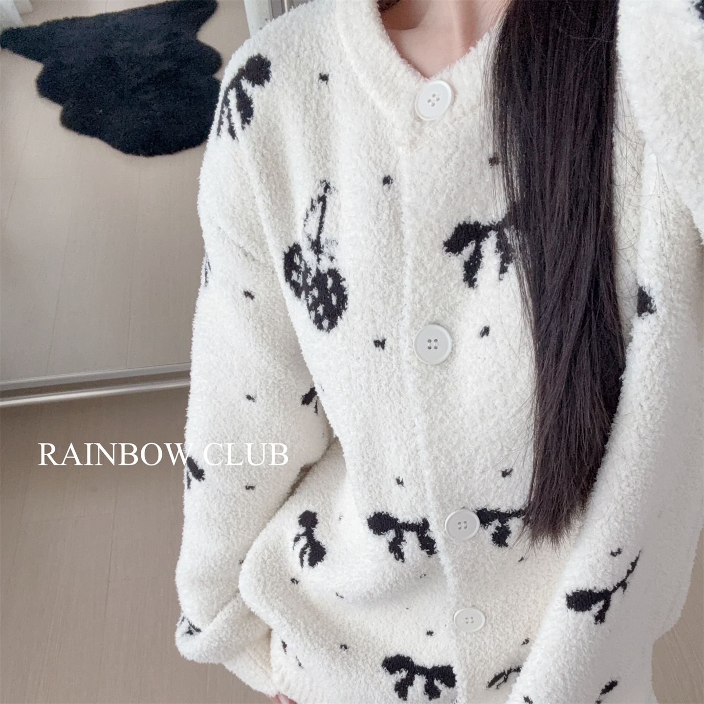 加厚软绵绵半边绒冬开衫长袖长裤