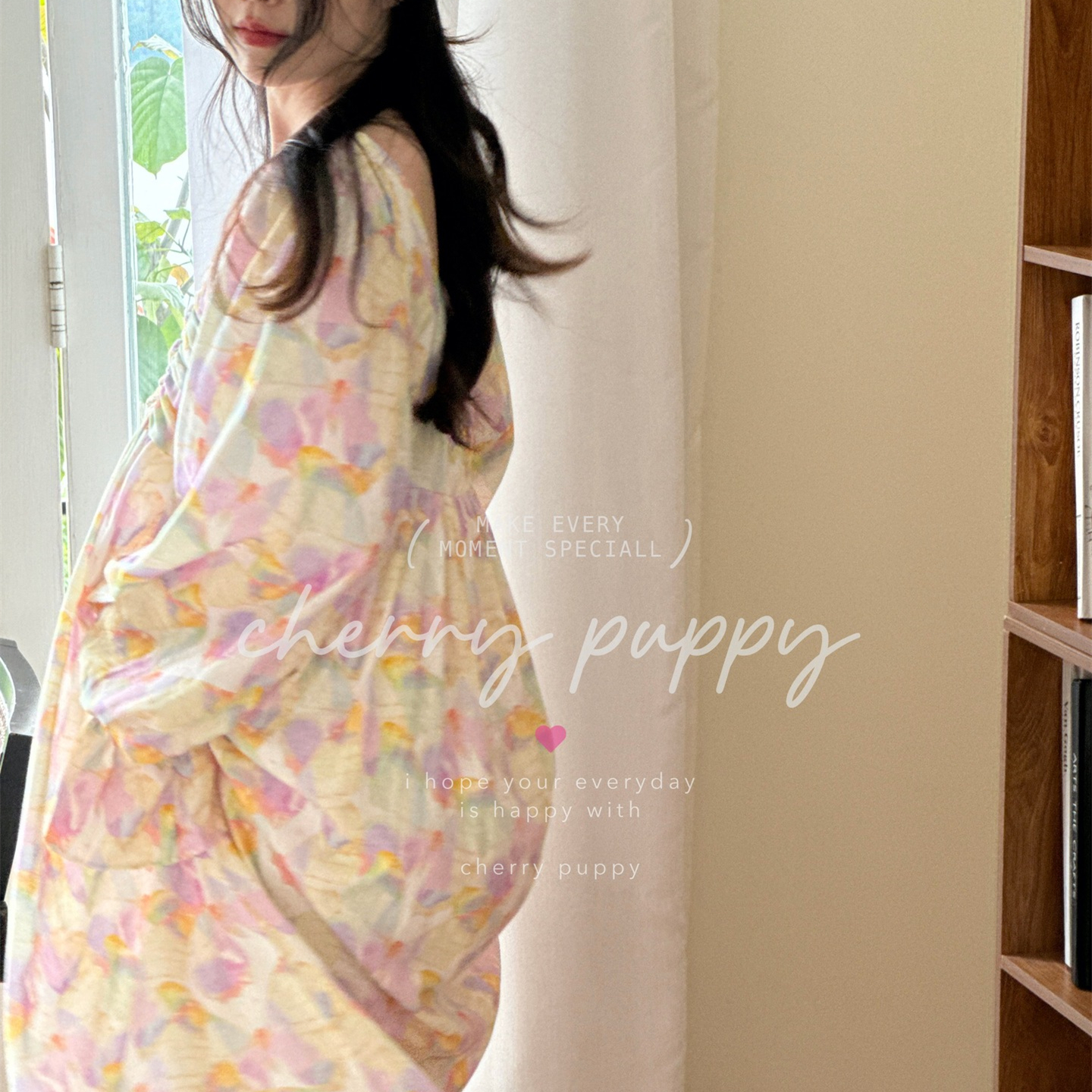 CHERRYPUPPY全棉纱布荷叶袖睡裙