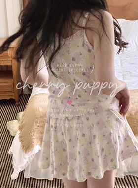 多规格搭配~礼物羊吊带短袖短裤长裤睡衣居家服镂空针织棉可外穿