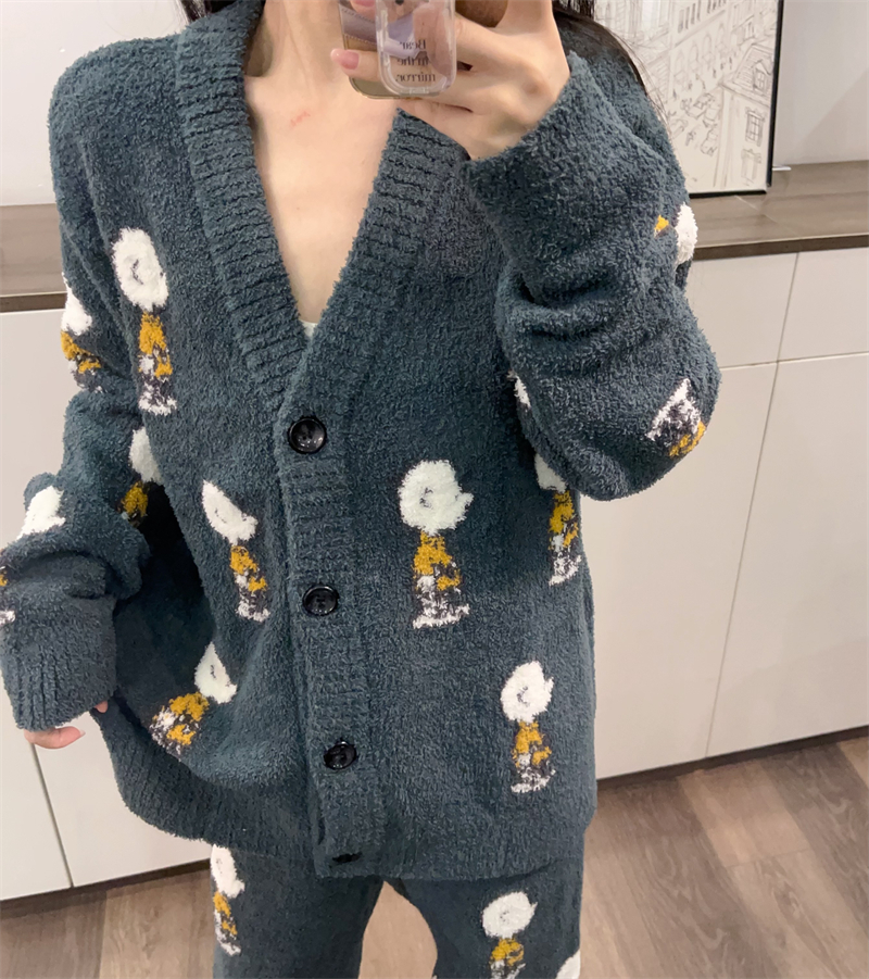 软绵绵男女开衫长裤睡衣家居服