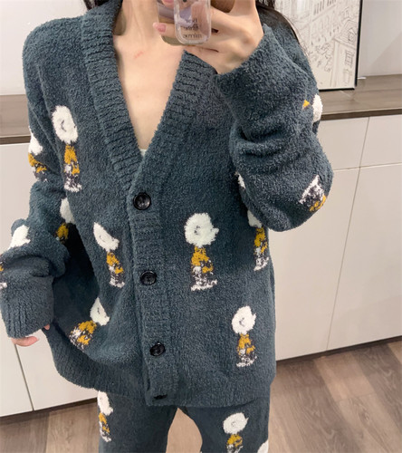 软绵绵男女开衫长裤睡衣家居服