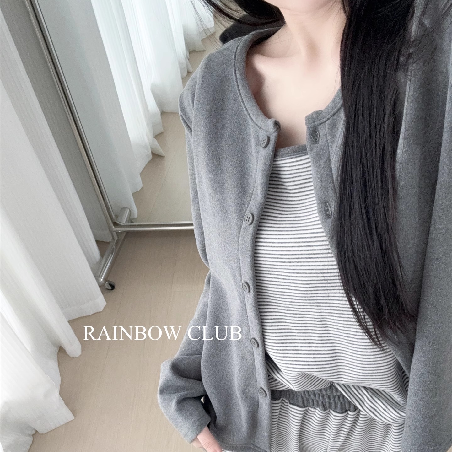 含胸垫亲肤绒秋冬家居服三件套女