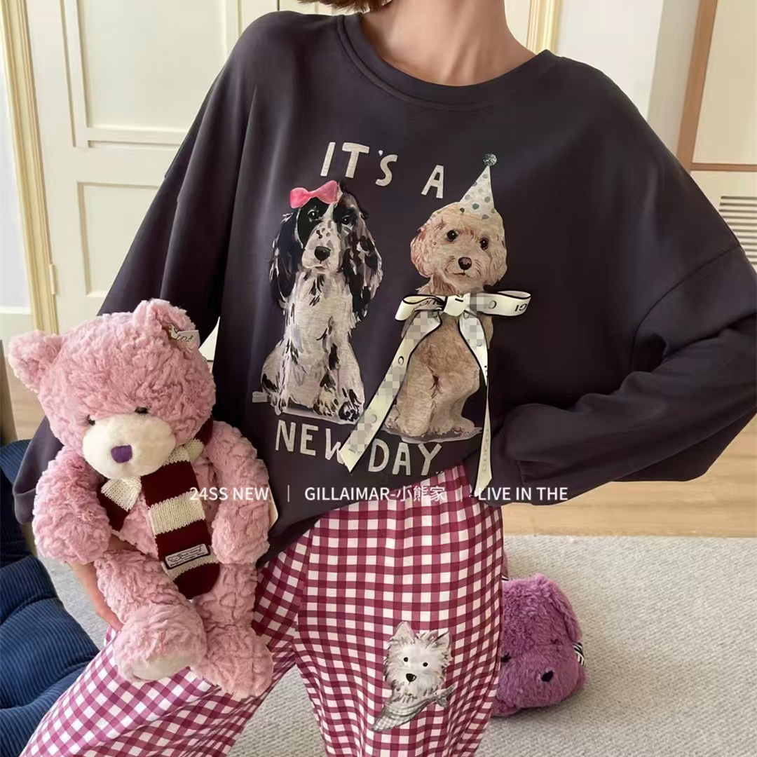 GillAimar女针织棉狗狗家居服