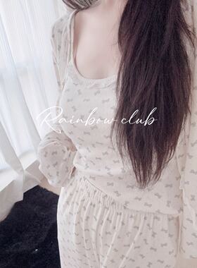 含胸垫家居服三件套呼吸透气亲肤柔软甜美蝴蝶结吊带开衫长裤睡衣