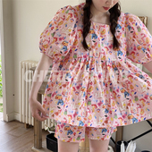 短裤 Cherry Bomb夏可爱粉草莓芝士油画感全棉短袖 宽松睡衣家居服