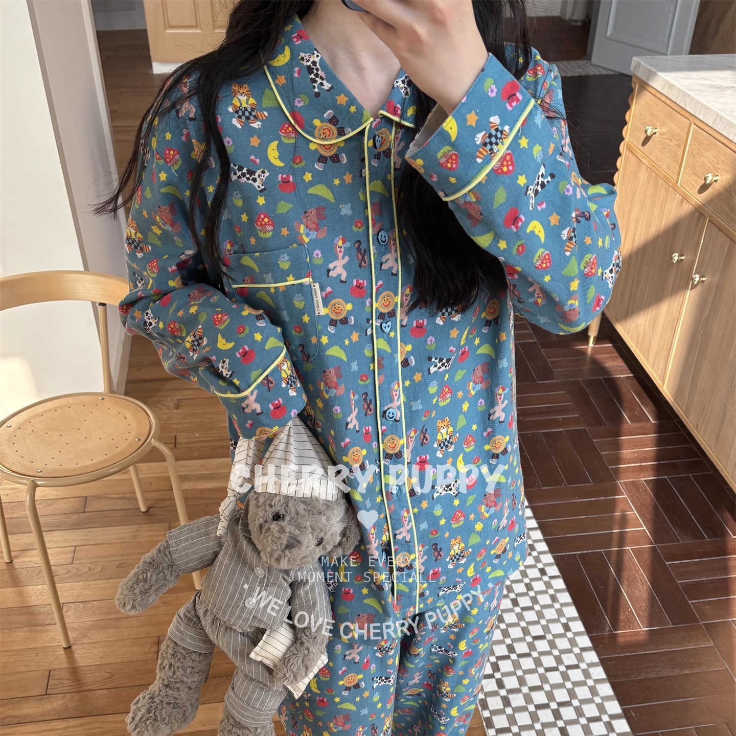 秋冬全棉磨毛卡通家居服睡衣套装