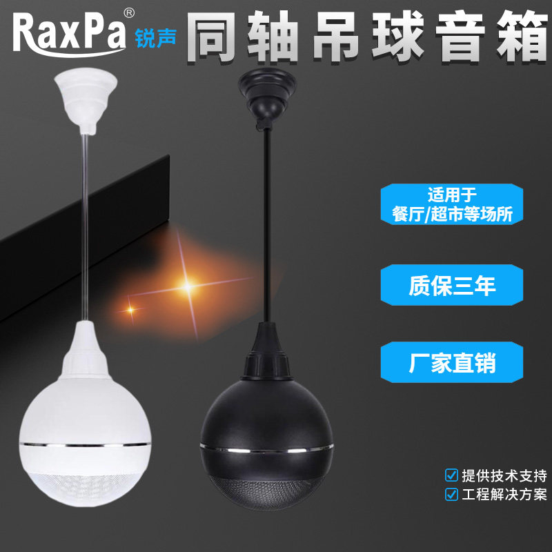 定压同轴100V吊球音箱吊挂明装室内喇叭背景音乐超市吊顶悬挂式