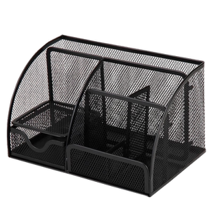 得力金属网格笔筒创意时尚收纳盒组合办公用桌面收纳笔插文具整理盒多功能笔座大容量小清新可爱收纳网状