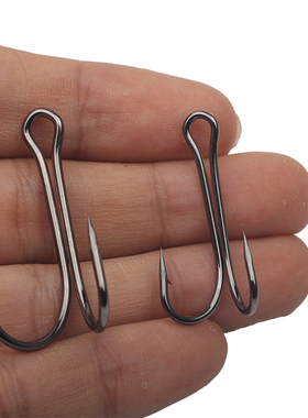 大号1/0-4/0#路亚打黑自制雷蛙改装DIY二爪鱼钩双挂鸡爪雷强二本