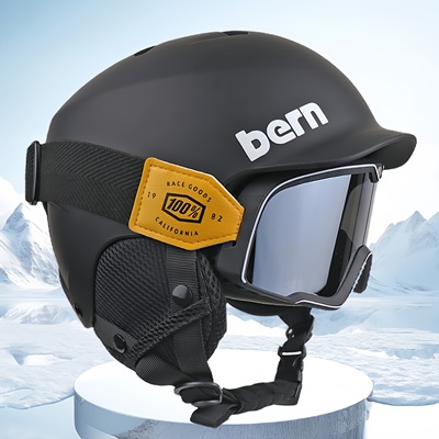 Bern同款专业滑雪头盔男女单板滑雪帽眼镜一体式雪盔保暖全套装备