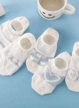 袜子女船袜浅口春夏隐形薄款空调袜白色短袜硅胶防滑透气不掉跟夏