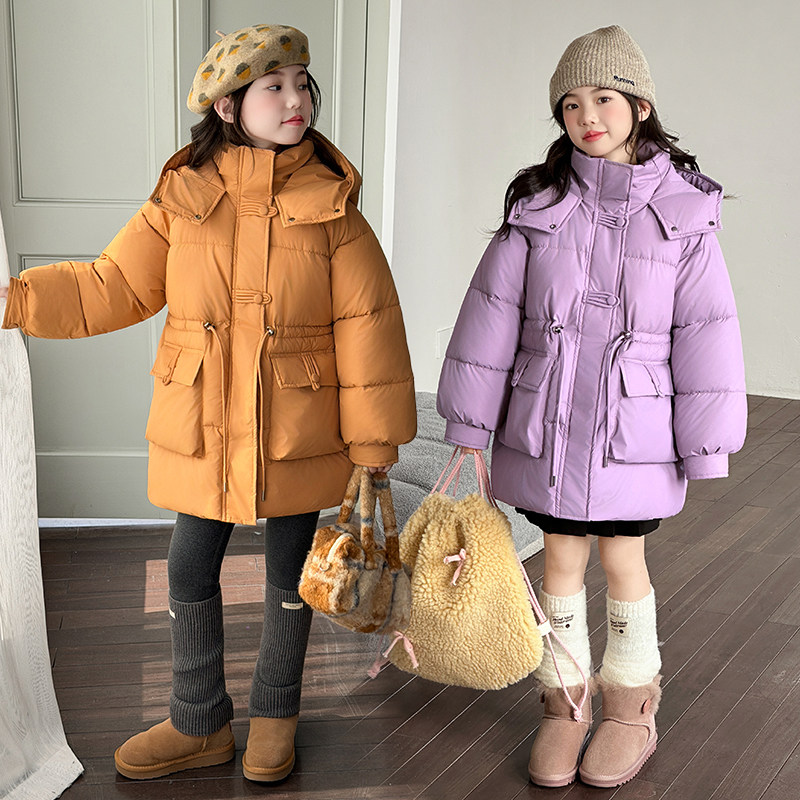女童加绒羽绒棉服冬季2026新款中大童儿童装加厚保暖免洗冬装外套