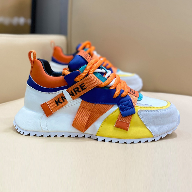 2026春季秋冬超火男鞋百搭拼色厚底隐形增高皮面加绒保暖老爹鞋