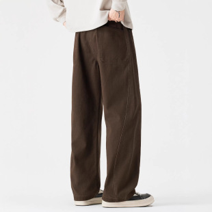 美式 直筒工装 休闲裤 纯棉裤 潮牌复古小弯刀长裤 新款 男士 子2026春季
