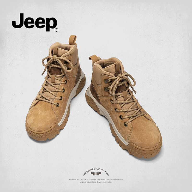 jeep登山靴2024新款秋冬厚底短靴棕色复古沙漠靴英伦风马丁靴女款