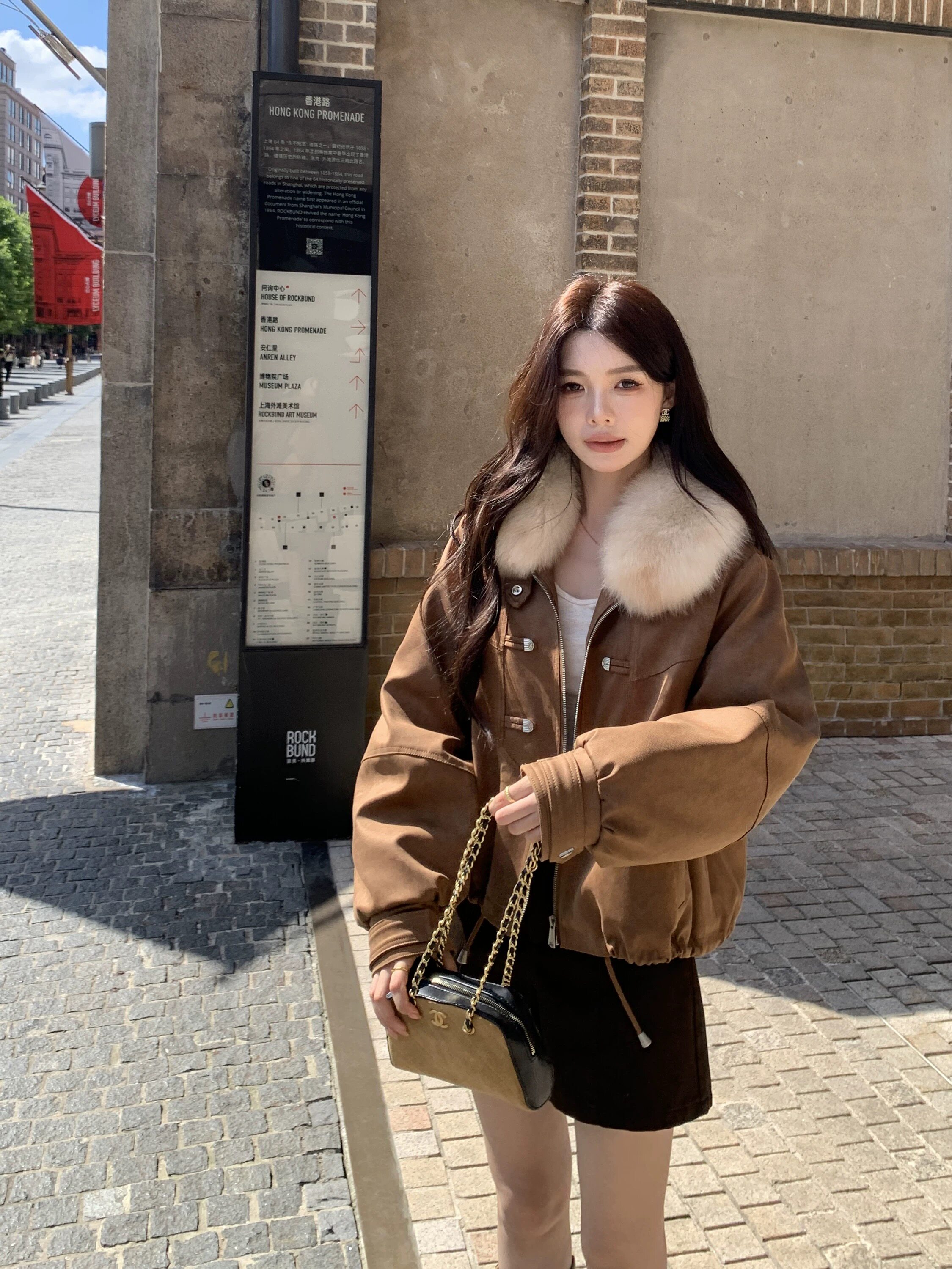 “琉璃时光”90白鹅绒麂皮绒短款狐狸毛皮草派克服2026年轻款女