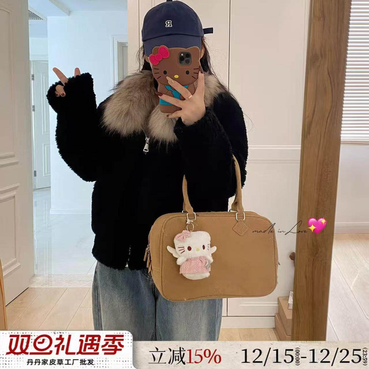 雪境漫游/100羊羔毛皮毛一体狐狸毛领大衣女秋冬加厚皮草毛毛外套