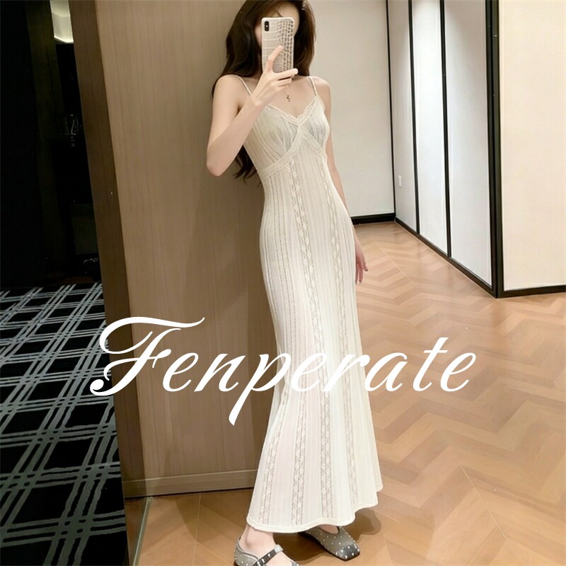 FENPERATE法式温柔针织吊带连衣裙女夏季设计感修身显瘦气质长裙