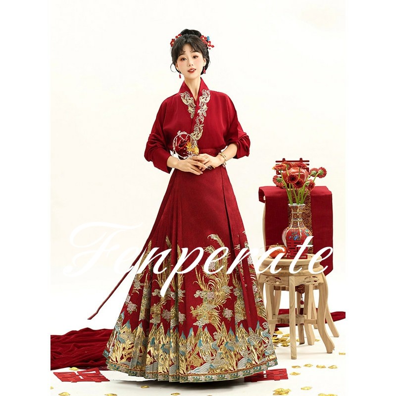 FENPERATE【山遥水长】明制汉服仿妆花织金马面裙女日常套装婚服