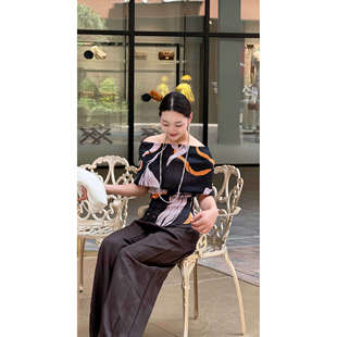 Marisfrolg玛丝菲尔春夏印花一字领短袖上衣专柜3980商场同款