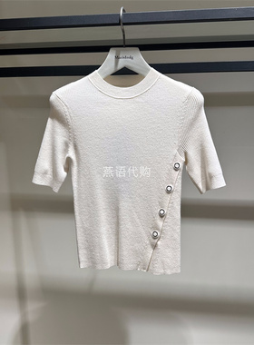 ZCY朱崇恽正品春夏新款女装优雅舒适全棉开衩纽扣T恤上衣专柜2480